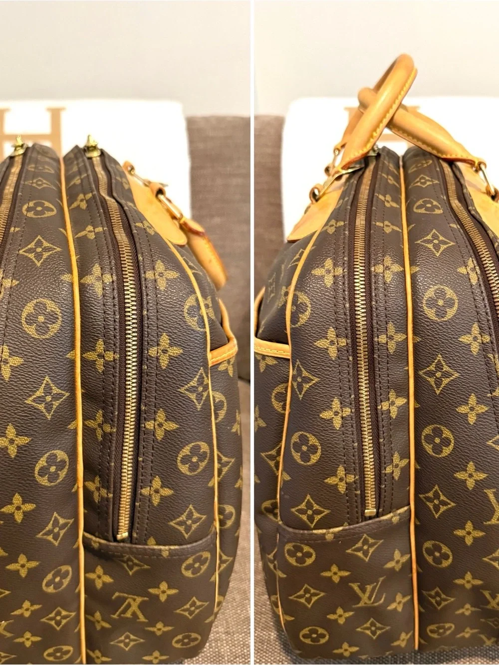 Authentic Louis Vuitton Alizé Poche travel bag M41393 brown monogram LV unisex